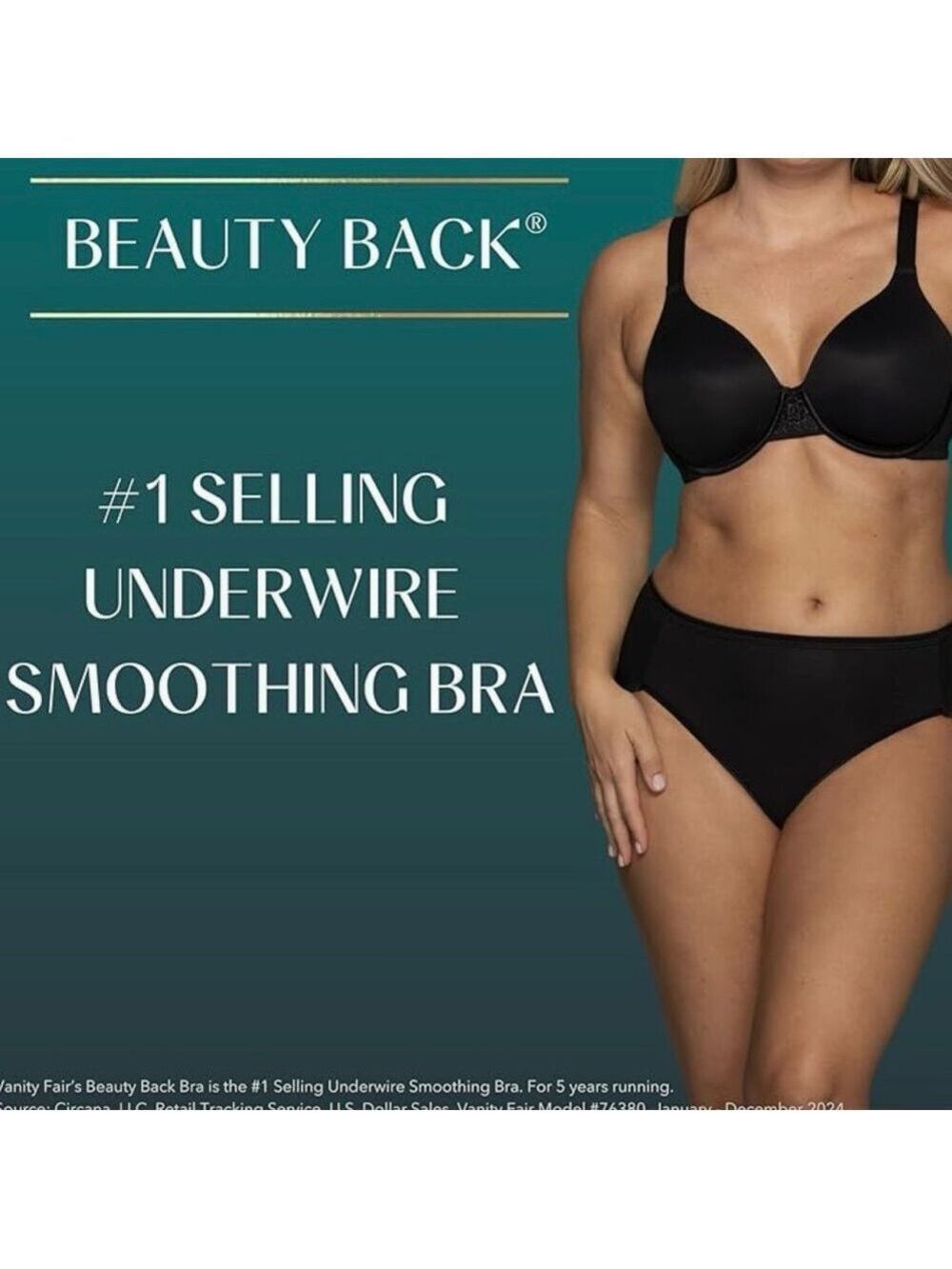 Vanity Fair Smoothing Back Underwire Bra in black. 40DDD. 3 Hook. Like new! EUC! - Picture 3 of 9